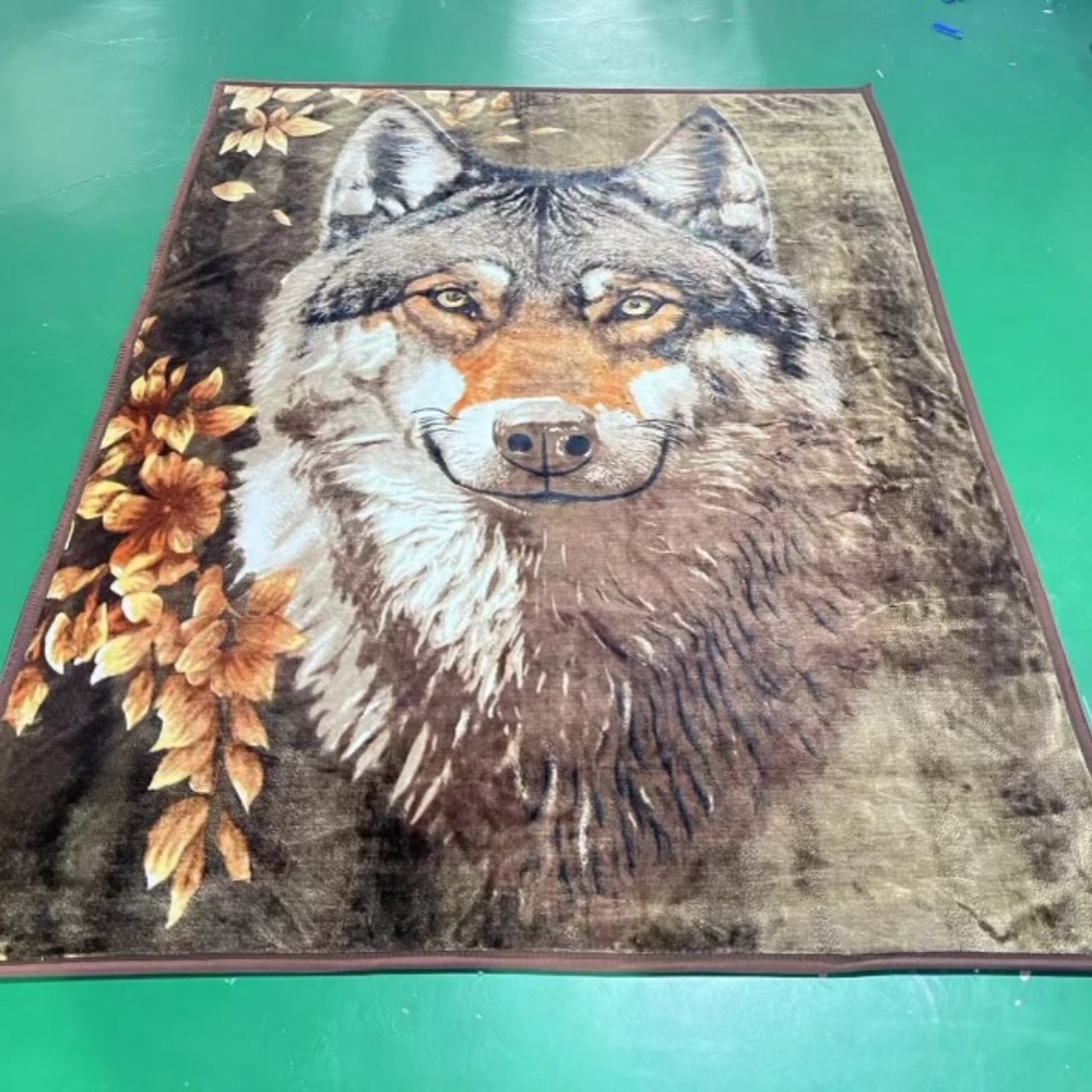 Double-Sided Blanket – Two Wolves – 90" x 90-100" – Majestic Wolf Design